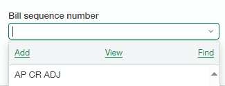 Sage Intacct recurring bill sequence number dropdown