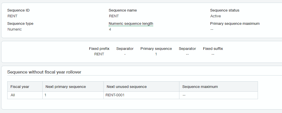 Sage Intacct document sequence configuration