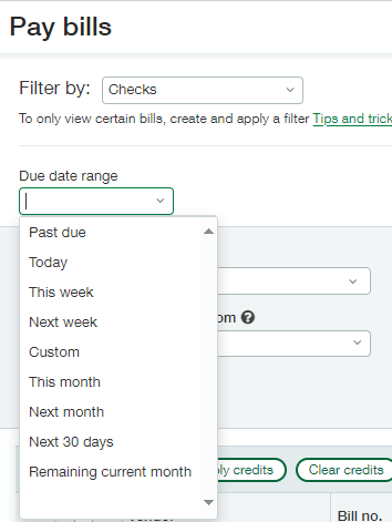 Sage Intacct filter by due date