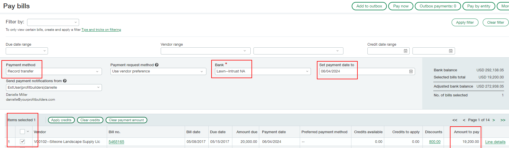 Sage Intacct EFT pay method verification