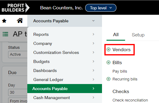 Sage Intacct add vendor control
