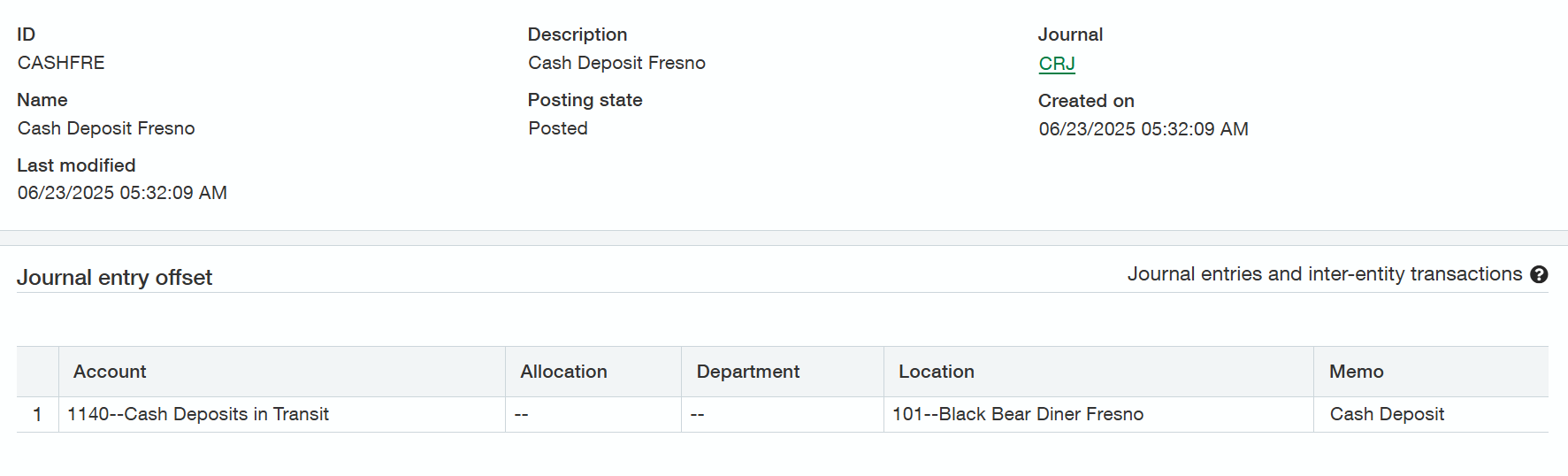 Sage Intacct transaction template detail fields