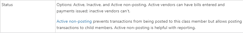 Sage Intacct vendor status field