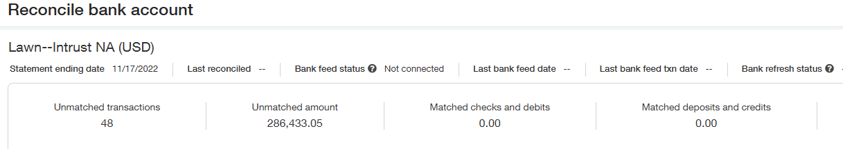 Sage Intacct reconciliation matched and unmatched summary