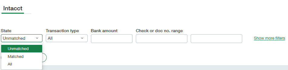 Sage Intacct reconciliation filter tools