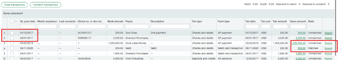 Sage Intacct reconciliation transaction list
