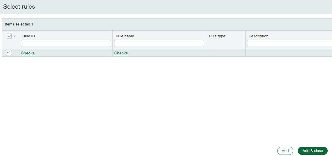 Sage Intacct saved rule set