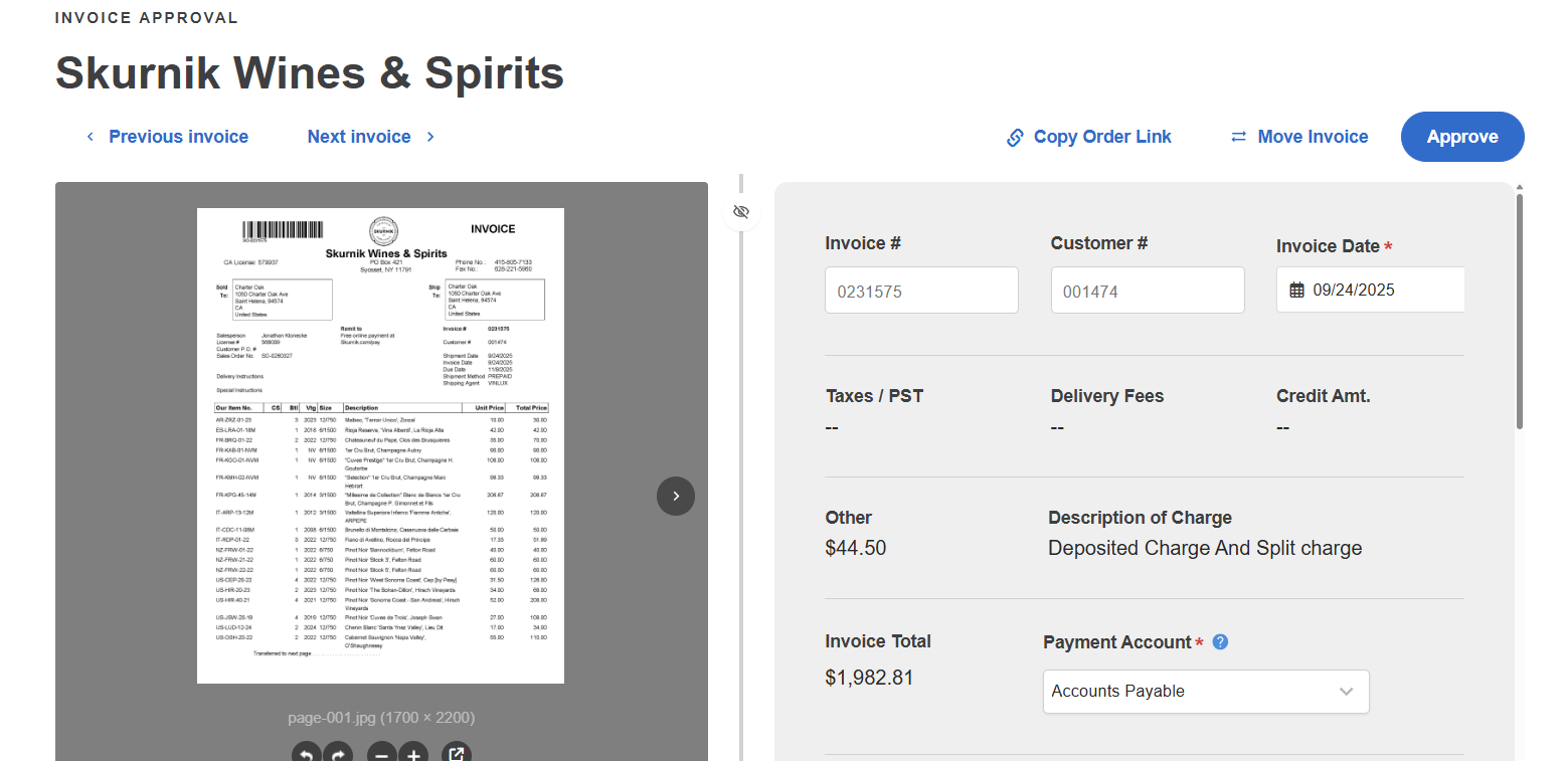 MarginEdge side by side invoice review