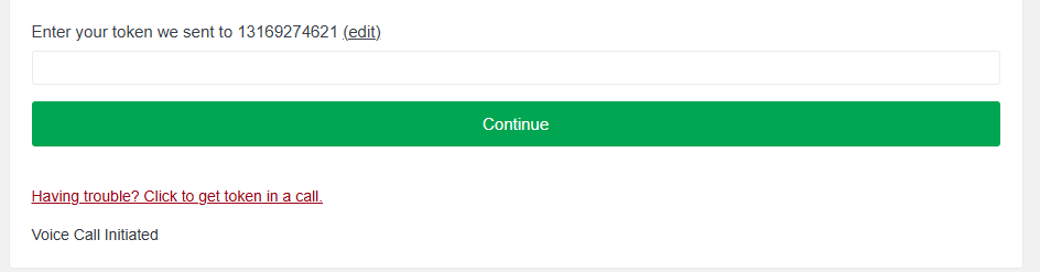 Touchpoint mobile login screen with token option