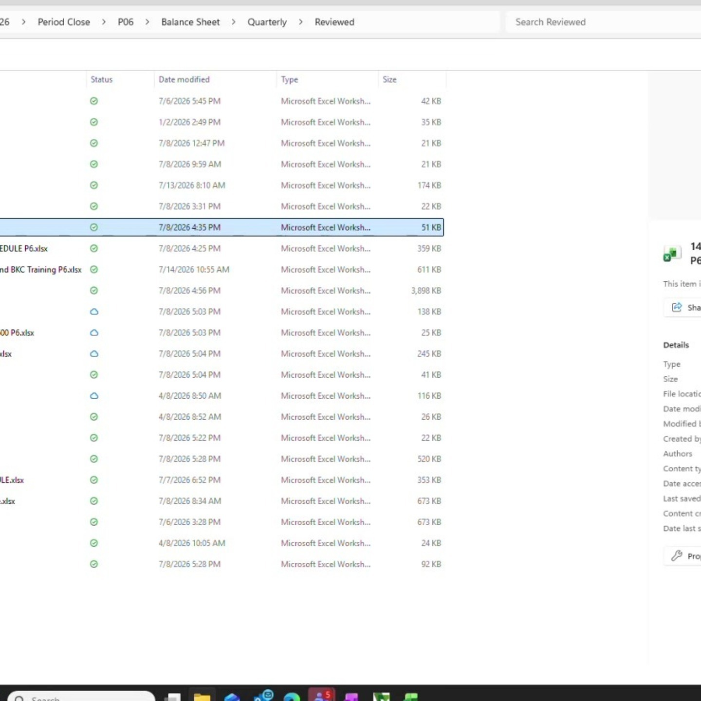 SharePoint file names showing GL account numbers such as 10800 RRS Change Fund and 19999 Rackson ERTC Tracking