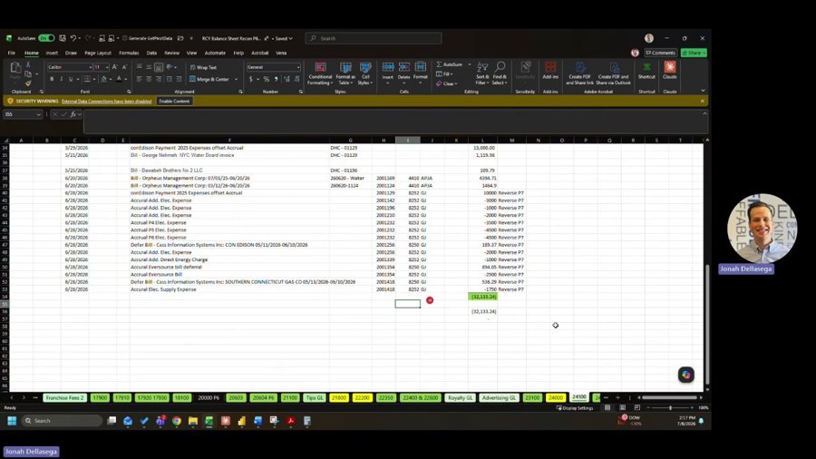 Rackson debt schedule tracker with Simmons term loan and development notes