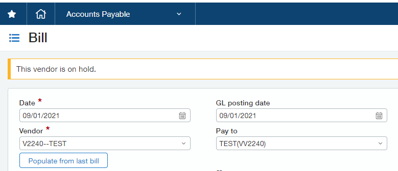 Sage Intacct vendor still visible with on hold status
