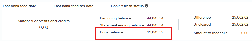 Sage Intacct reconciliation book balance